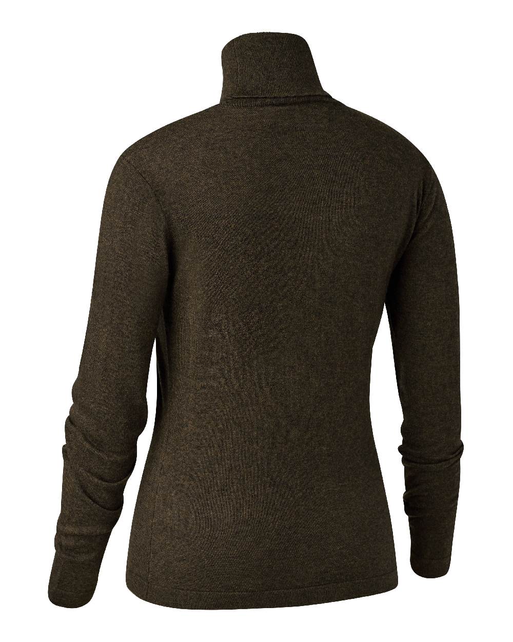 Dark Elm coloured Deerhunter Lady Darlington Roll Neck on white background #colour_dark-elm