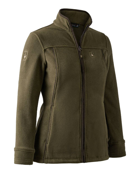 Tarmac Green Coloured Deerhunter Lady Eagle Fleece Jacket on white background #colour_tarmac-green