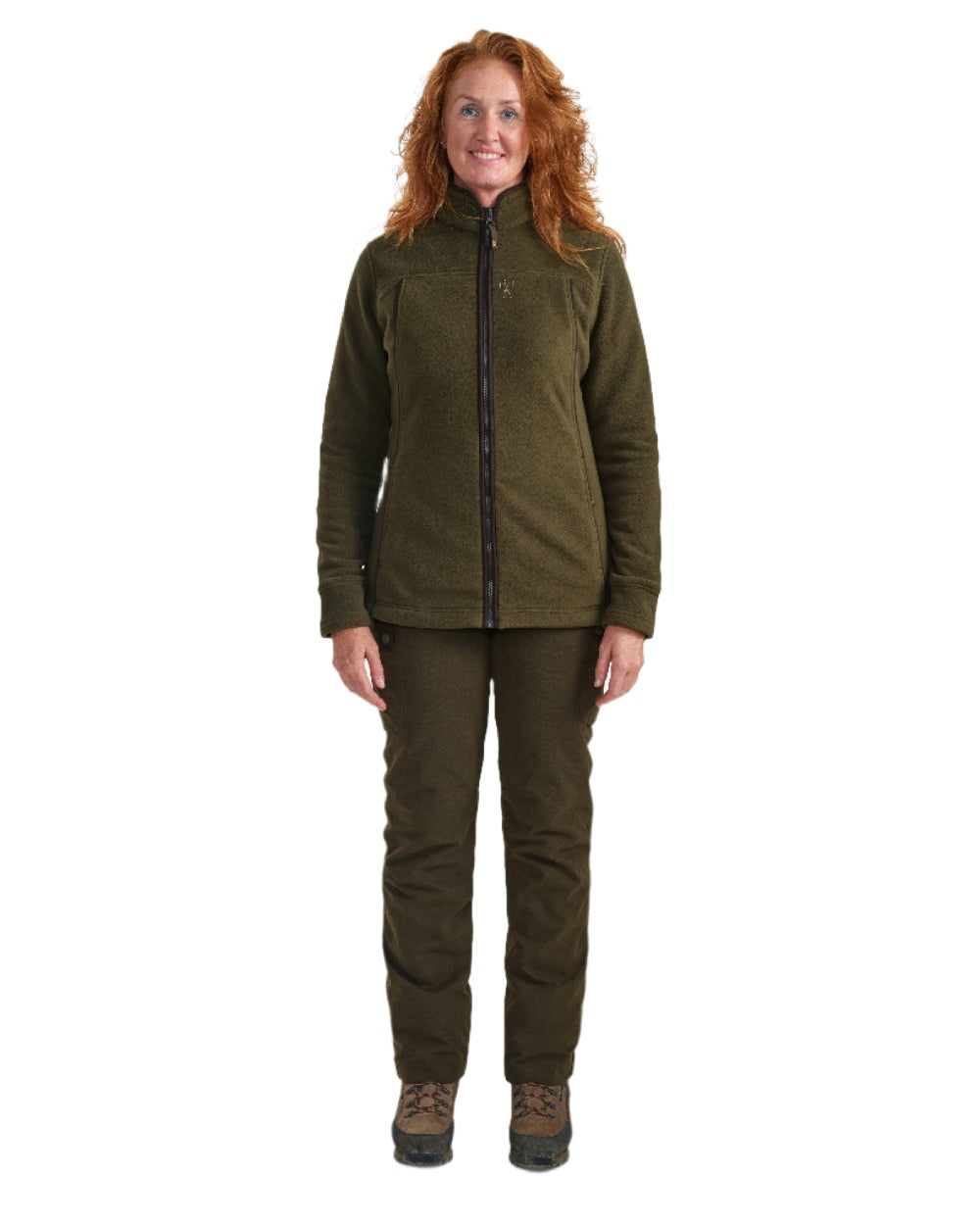 Tarmac Green Coloured Deerhunter Lady Eagle Fleece Jacket on white background #colour_tarmac-green