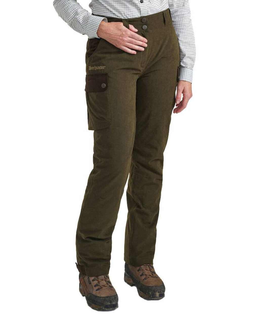Tarmac Green coloured Deerhunter Lady Eagle Trousers on white background #colour_tarmac-green