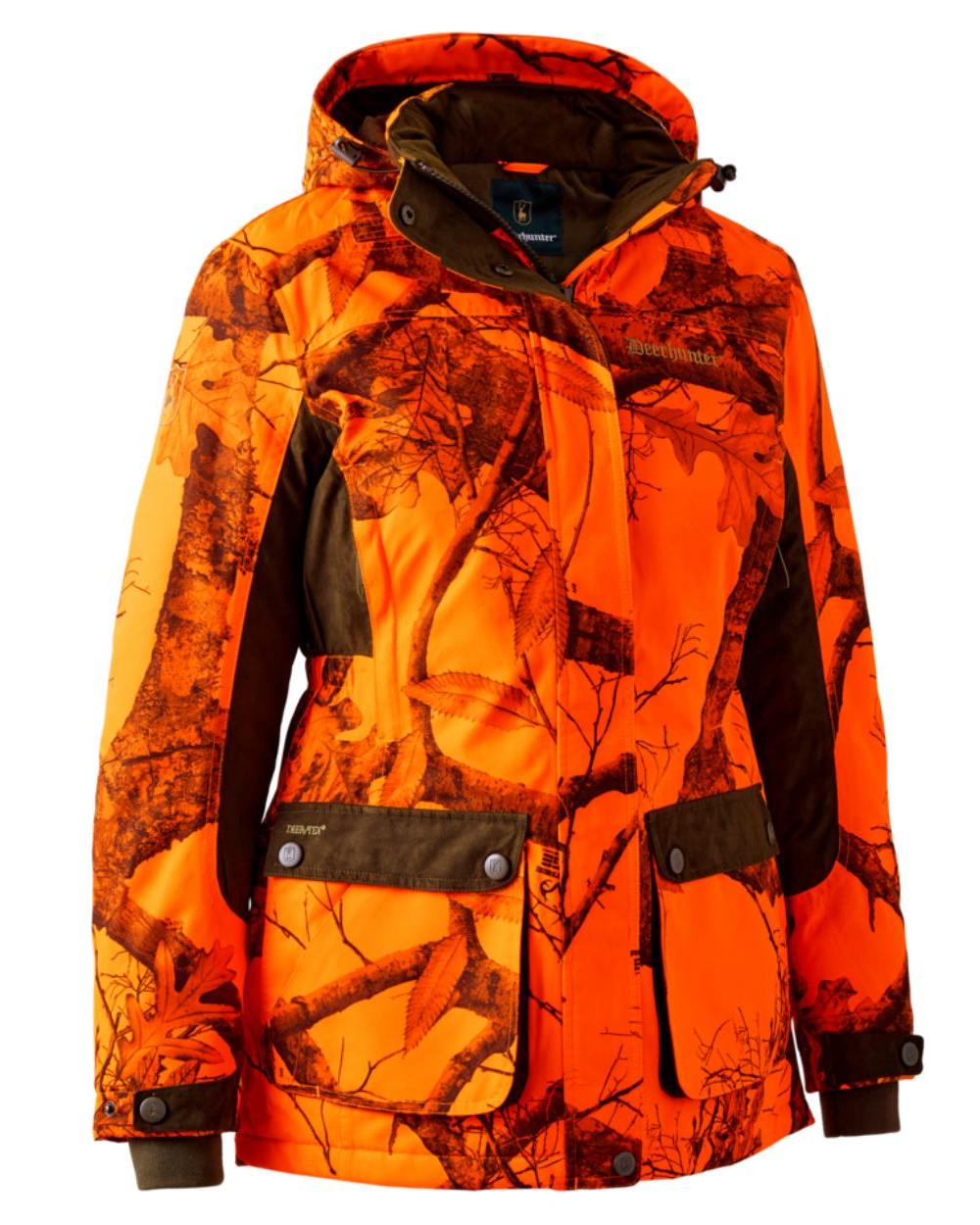 Realtree Edge Orange coloured Deerhunter Lady Eagle Winter Jacket  on forest background #colour_realtree-edge-orange