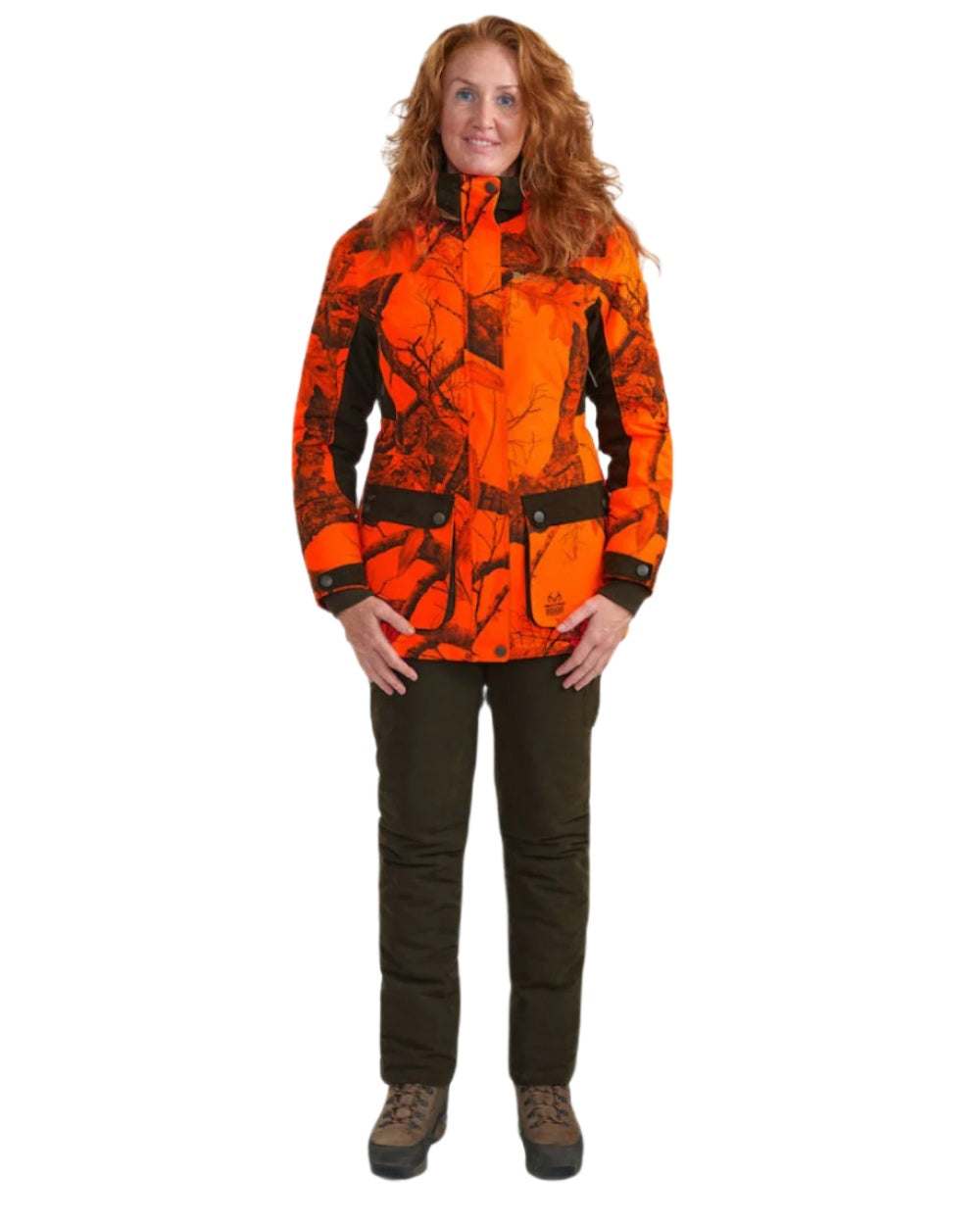 Realtree Edge Orange coloured Deerhunter Lady Eagle Winter Jacket  on forest background #colour_realtree-edge-orange