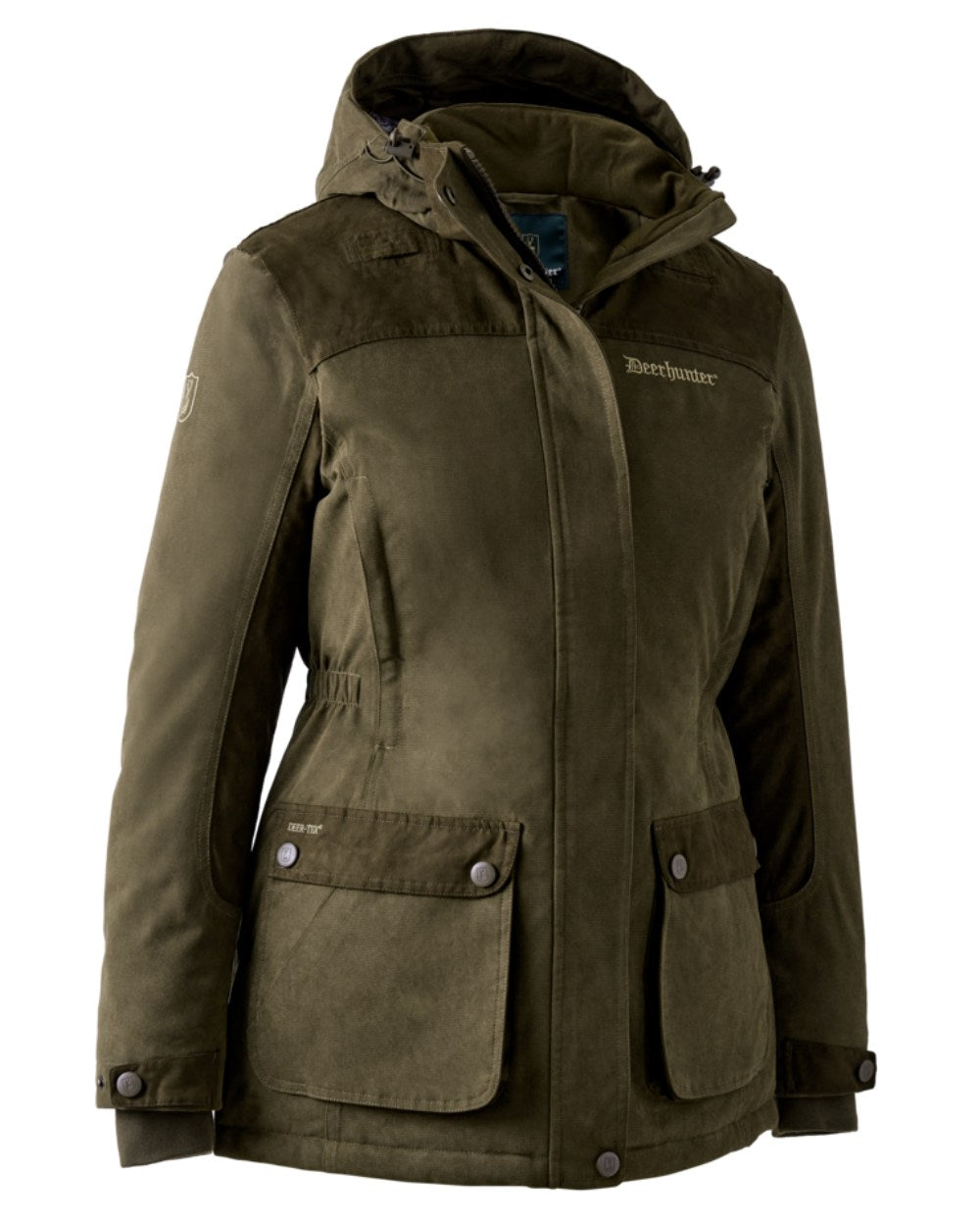 Tarmac Green coloured Deerhunter Lady Eagle Winter Jacket on white background #colour_tarmac-green