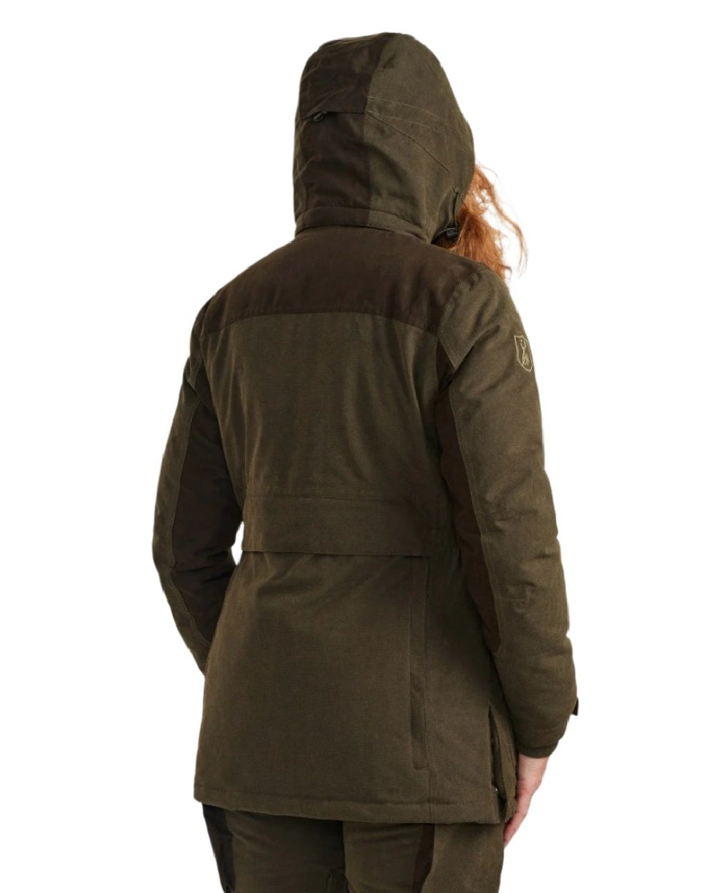 Tarmac Green coloured Deerhunter Lady Eagle Winter Jacket on blurry background #colour_tarmac-green