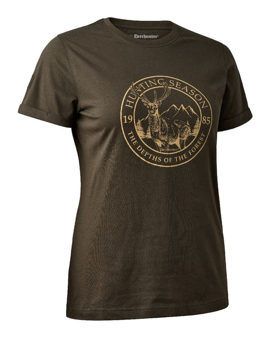 Adventure Green coloured Deerhunter Lady Ella T-Shirt on white background #colour_adventure-green