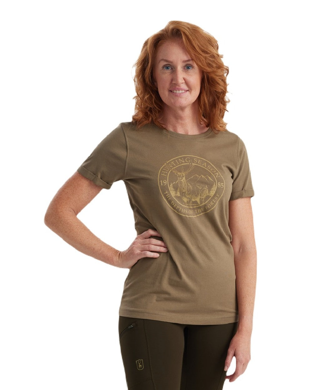 Driftwood coloured Deerhunter Lady Ella T-Shirt on white background #colour_driftwood
