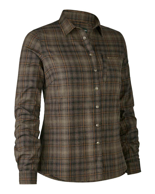 Green Check coloured Deerhunter Lady Emery Shirt on white background #colour_green-check