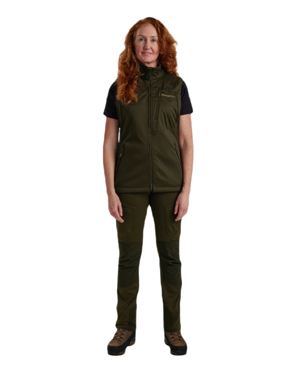 Art Green coloured Deerhunter Lady Excape Softshell Waistcoat on white background #colour_art-green