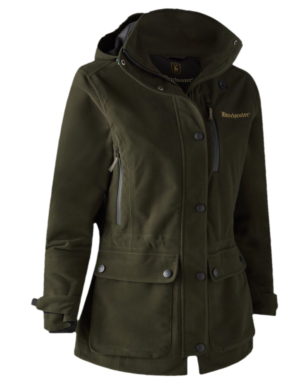 Peat Coloured Deerhunter Lady Gabby Jacket on white background #colour_peat