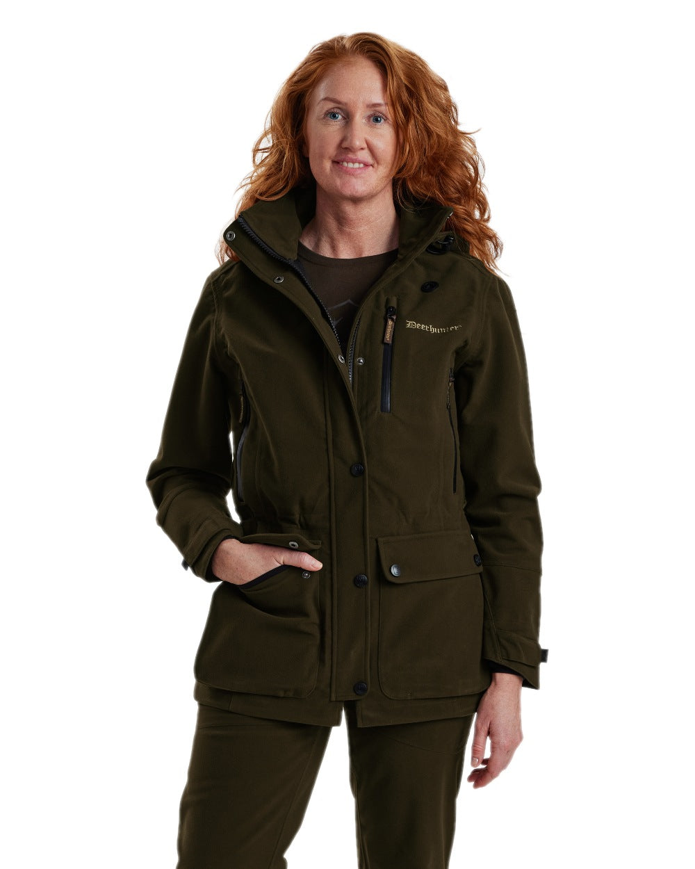Peat Coloured Deerhunter Lady Gabby Jacket on white background #colour_peat