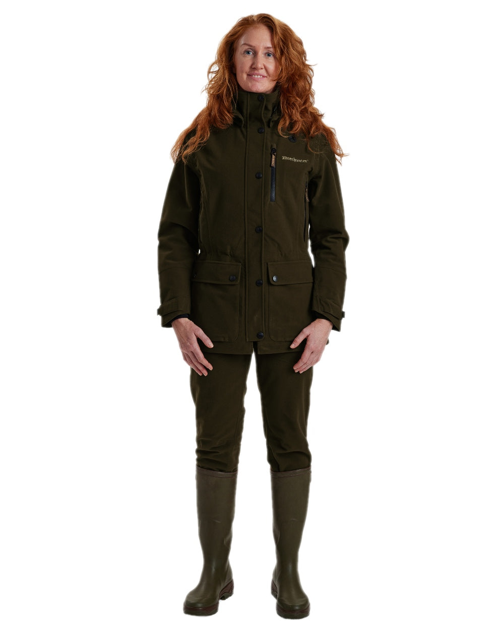 Peat Coloured Deerhunter Lady Gabby Jacket on white background #colour_peat