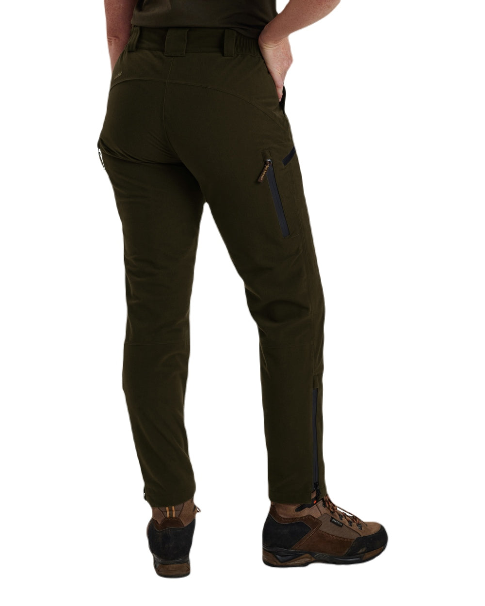 Peat coloured Deerhunter Lady Gabby Waterproof Boot Trousers on white background #colour_peat