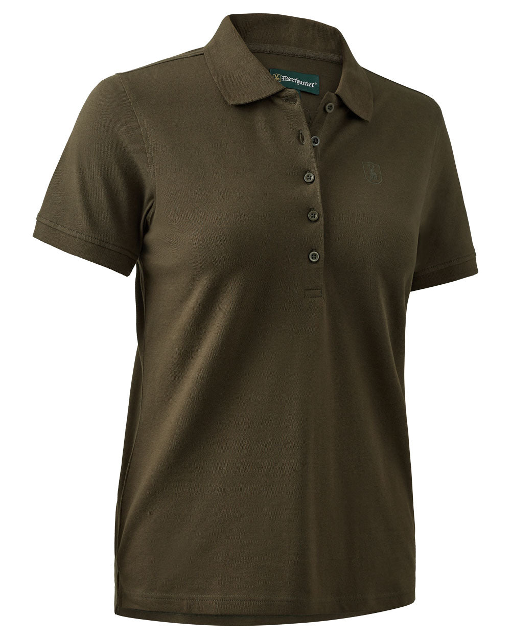 Deep Green coloured Deerhunter Harriet Polo Shirt on white background #colour_deep-green
