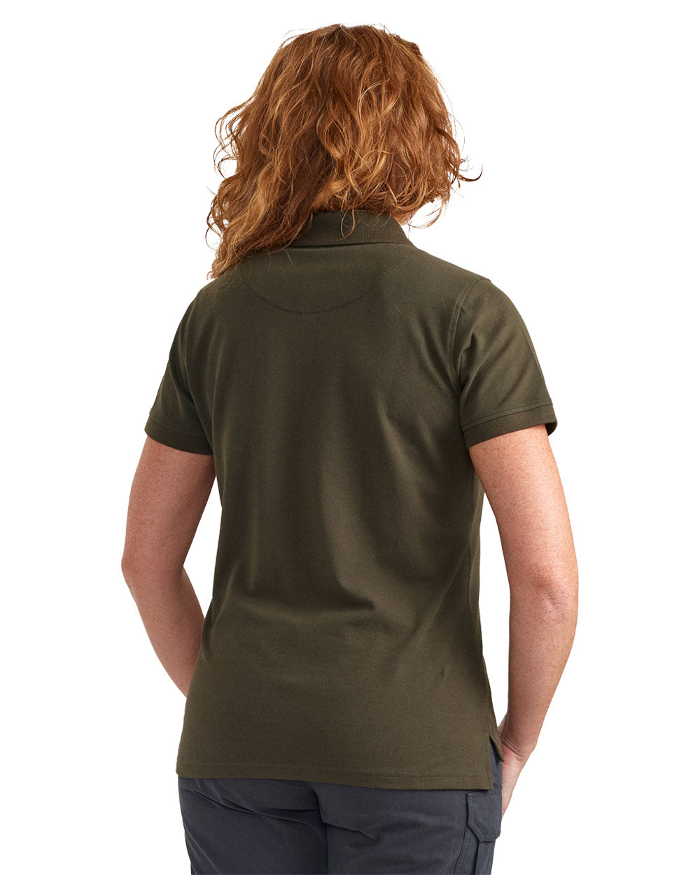 Deep Green coloured Deerhunter Harriet Polo Shirt on white background #colour_deep-green