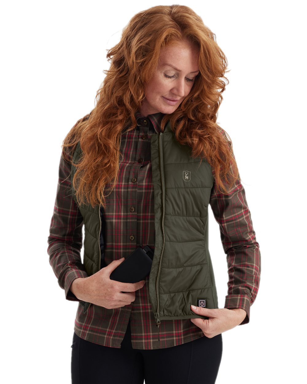 Deep Green Coloured Deerhunter Lady Heat Inner Waistcoat on white background #colour_deep-green