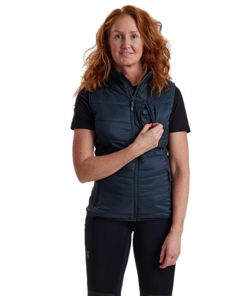 Dark Blue Coloured Deerhunter Lady Heat Padded Waistcoat on white background #colour_dark-blue