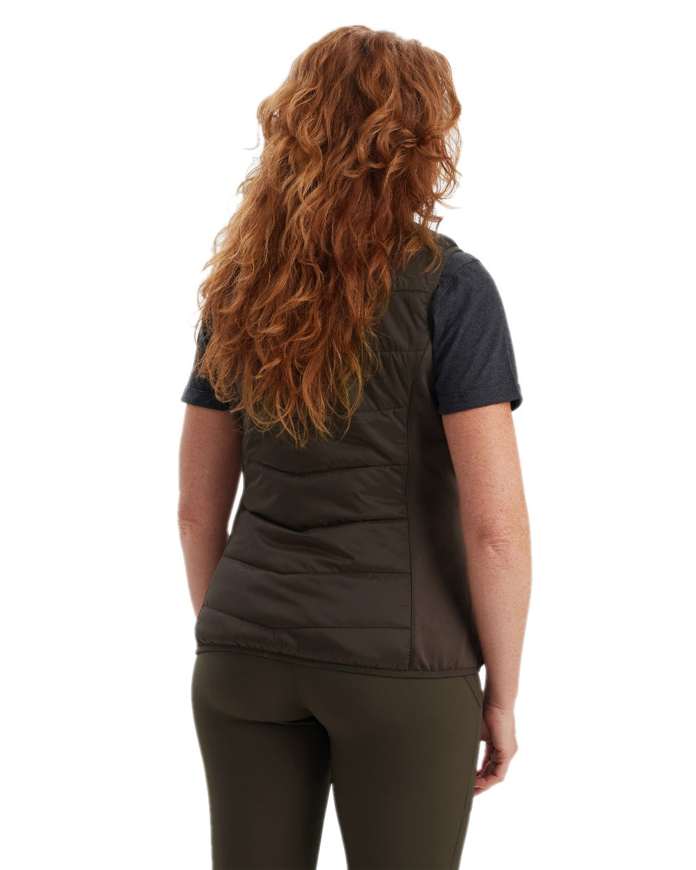 Wood Coloured Deerhunter Lady Heat Padded Waistcoat on white background #colour_wood