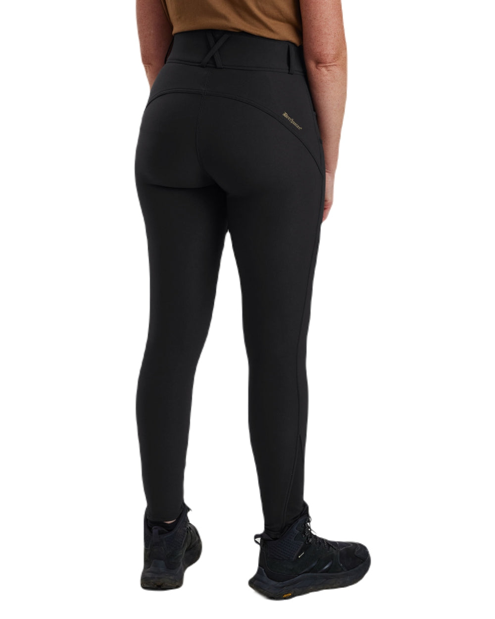Black coloured Deerhunter Lady Hunting Tights on white background #colour_black