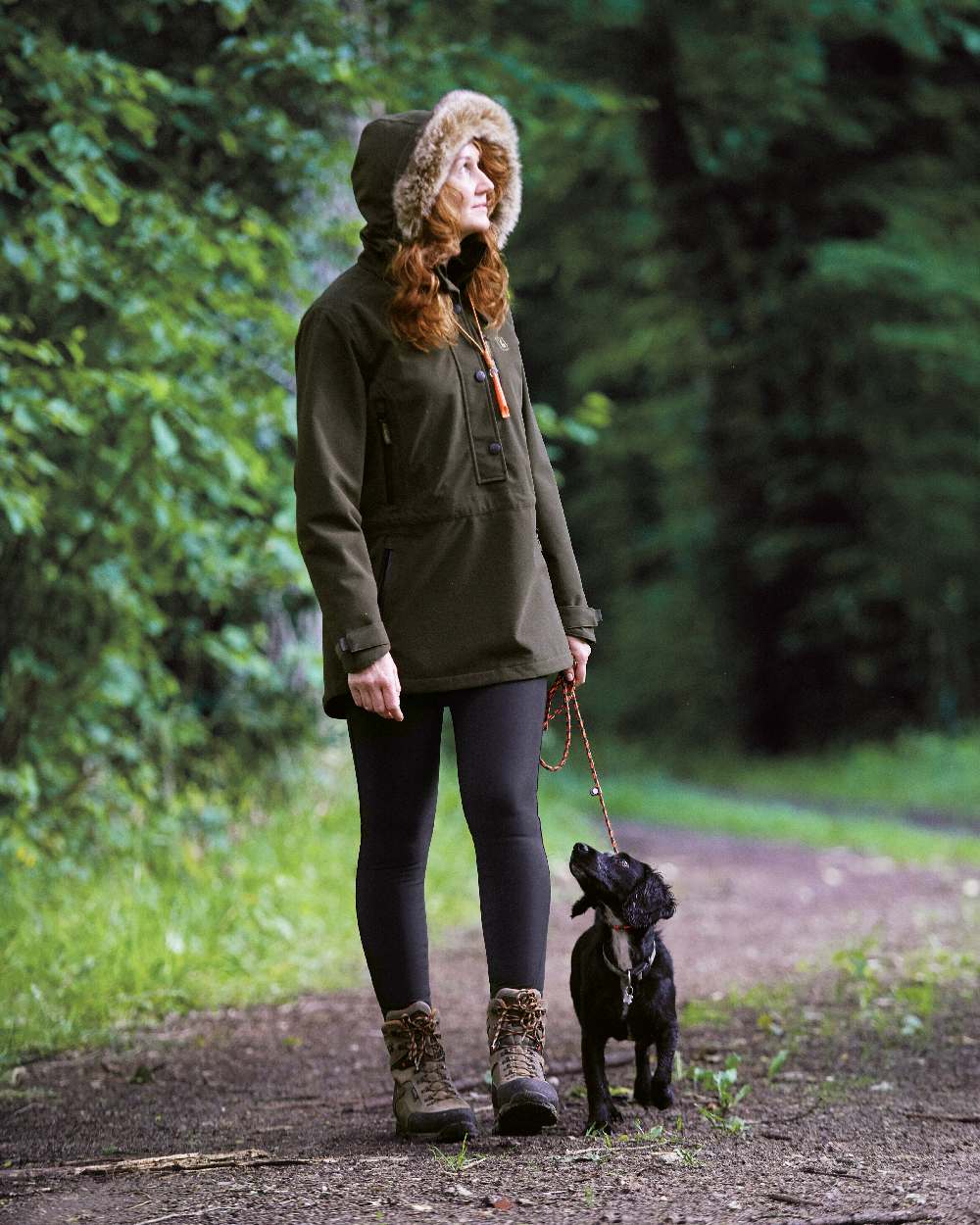 Black coloured Deerhunter Lady Hunting Tights on road background #colour_black