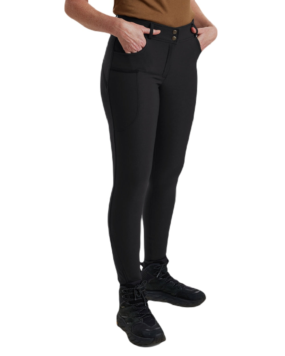 Black coloured Deerhunter Lady Hunting Tights on white background #colour_black