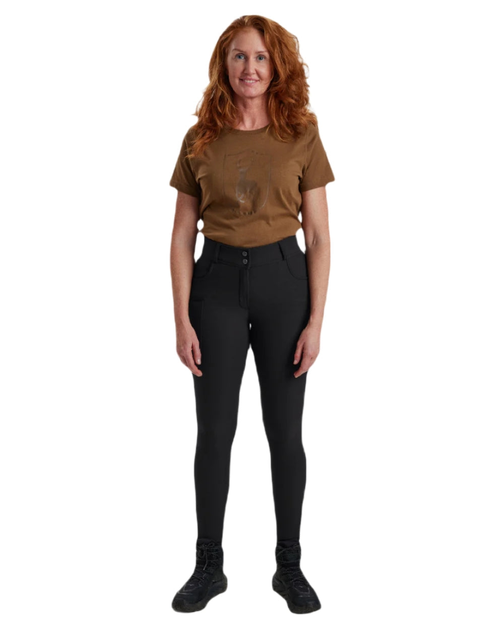 Black coloured Deerhunter Lady Hunting Tights on white background #colour_black