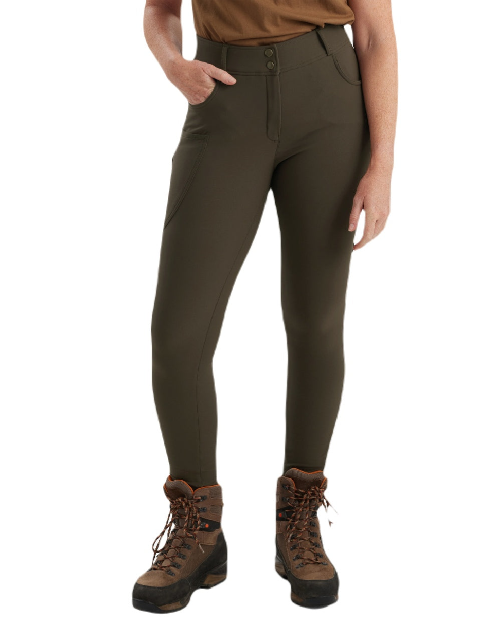 Palm Green coloured Deerhunter Lady Hunting Tights on white background #colour_palm-green