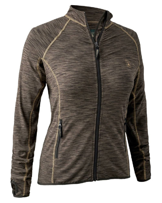 Brown Melange coloured Deerhunter Lady Insulated Fleece on white background #colour_brown-melange