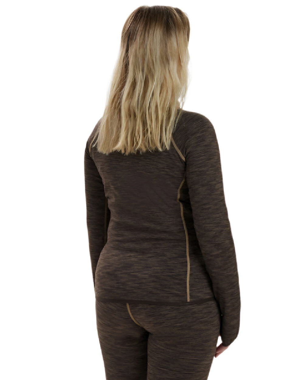 Brown Melange coloured Deerhunter Lady Insulated Fleece on white background #colour_brown-melange