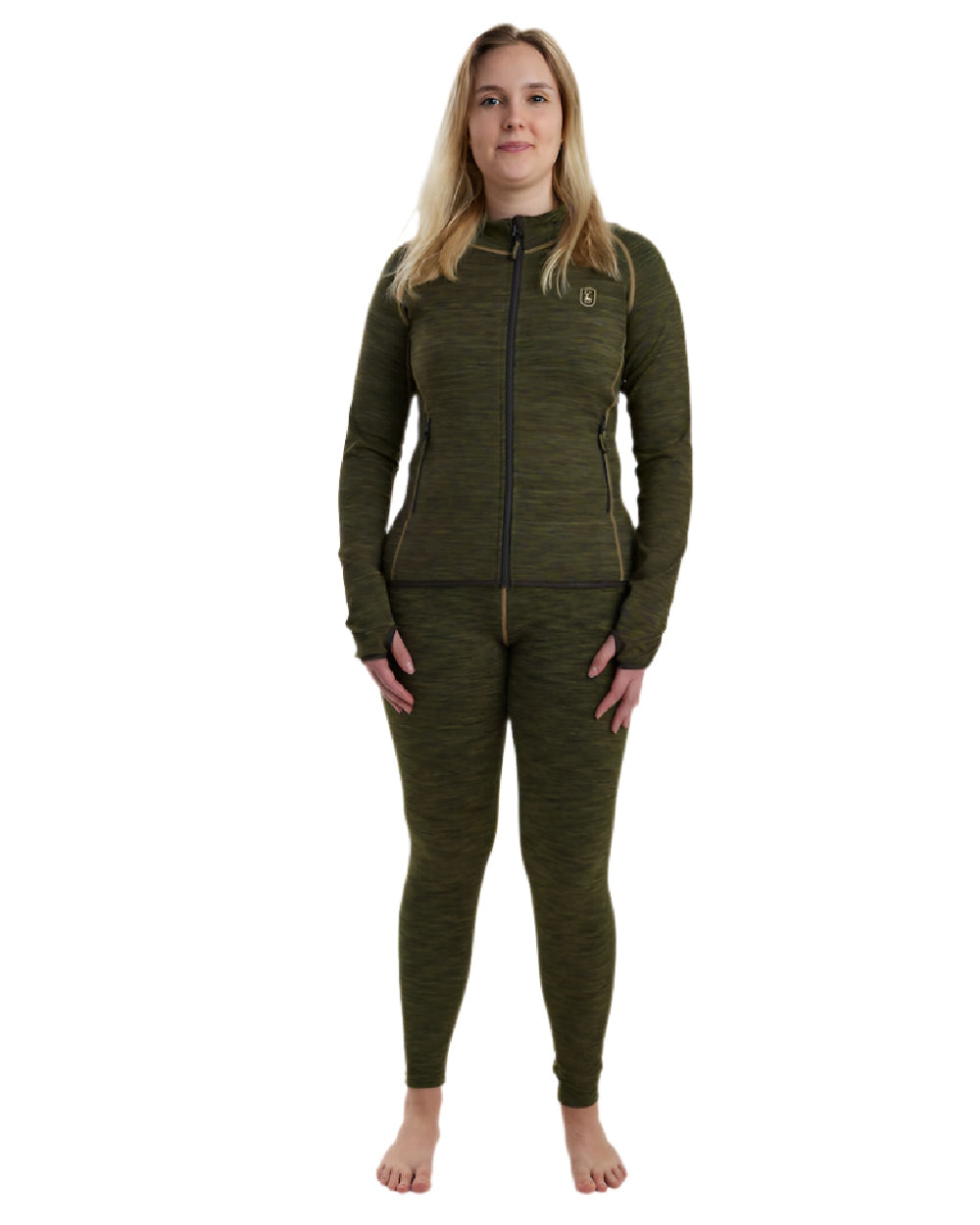 Green Melange coloured Deerhunter Lady Insulated Fleece on white background #colour_green-melange