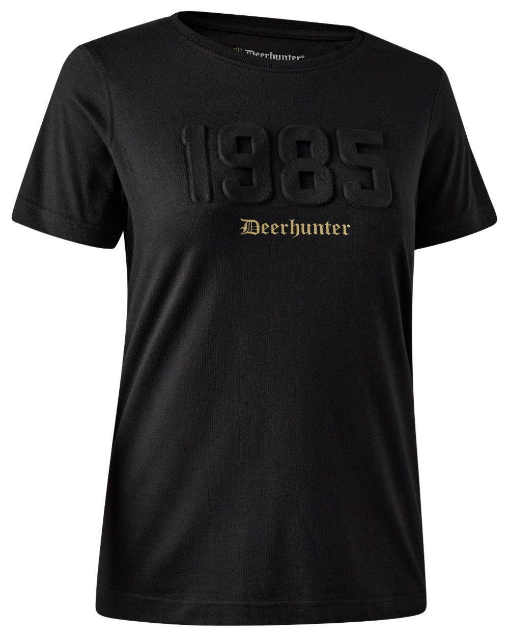 Black coloured Deerhunter Lady Jubilee T-Shirt on white background #colour_black