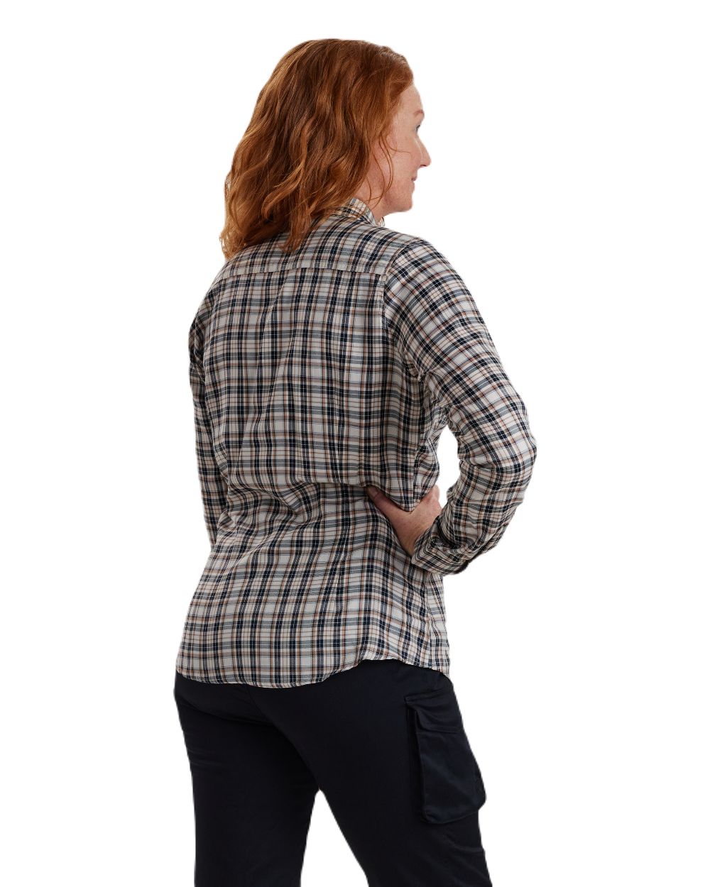 Blue Check coloured Deerhunter Lady Julia Shirt on white background #colour_blue-check