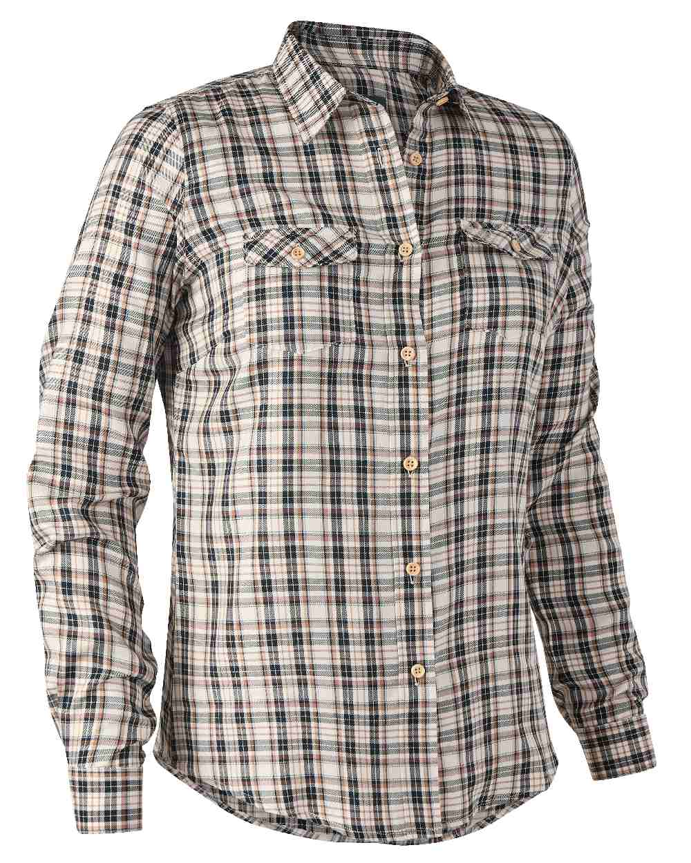 Blue Check coloured Deerhunter Lady Julia Shirt on white background #colour_blue-check