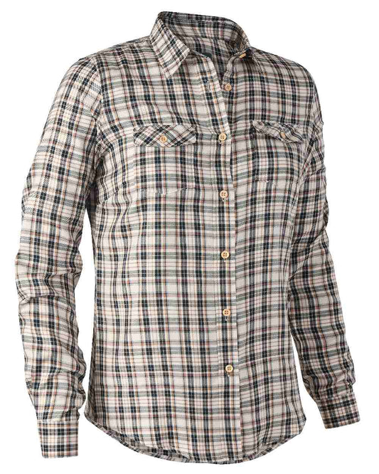 Blue Check coloured Deerhunter Lady Julia Shirt on white background #colour_blue-check