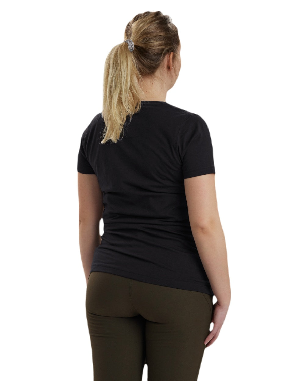 Black coloured Deerhunter Lady Logo T-Shirt on white background #colour_black