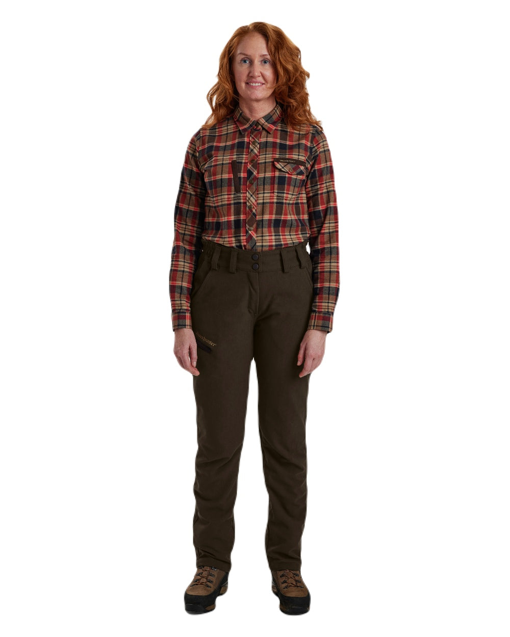 Wood coloured Deerhunter Lady Mary Extreme Waterproof Trousers on white background #colour_wood