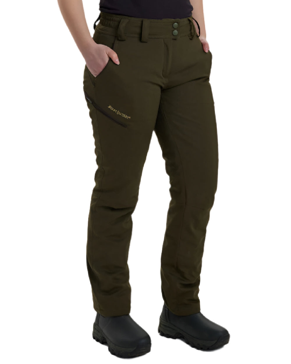 Art Green coloured Deerhunter Lady Mary Trousers on white background #colour_art-green