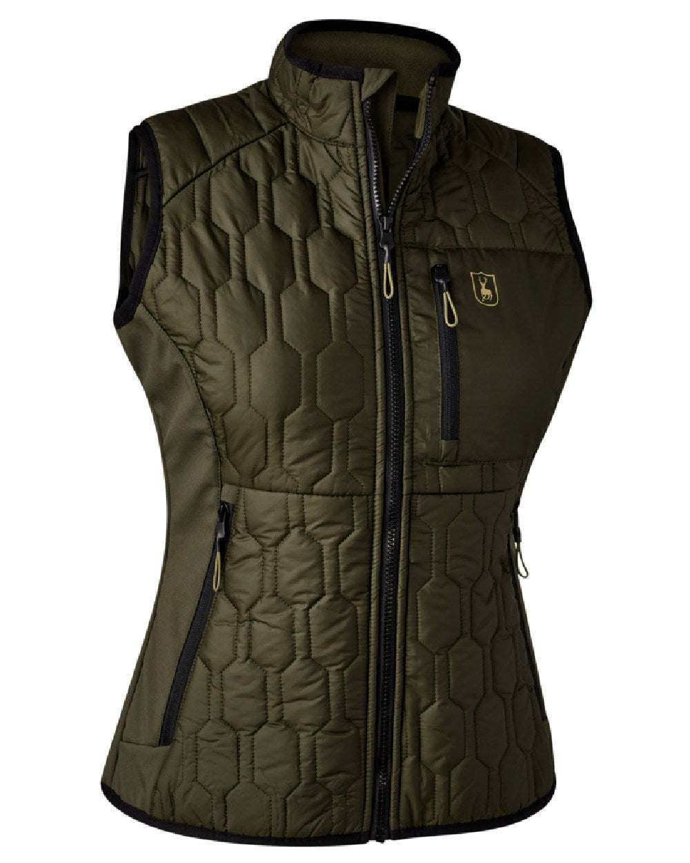 Forest Green coloured Deerhunter Lady Mossdale Quilted Waistcoat on white background #colour_forest-green