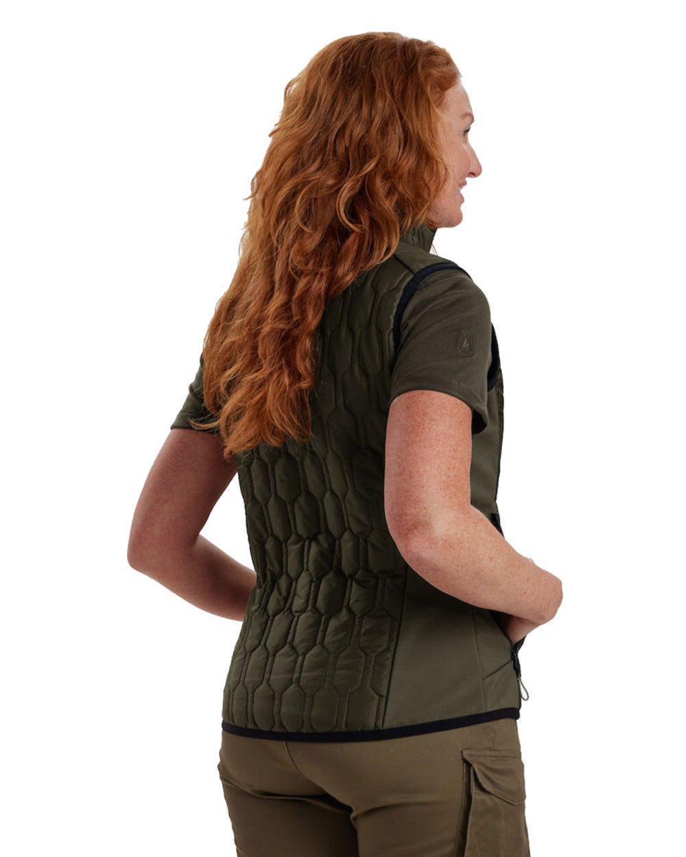 Forest Green coloured Deerhunter Lady Mossdale Quilted Waistcoat on white background #colour_forest-green