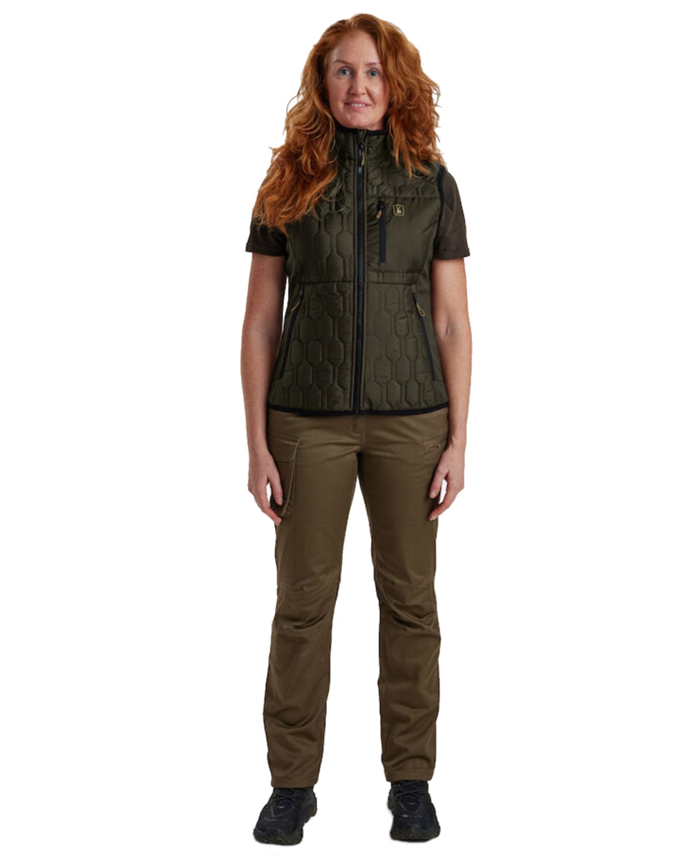 Forest Green coloured Deerhunter Lady Mossdale Quilted Waistcoat on white background #colour_forest-green