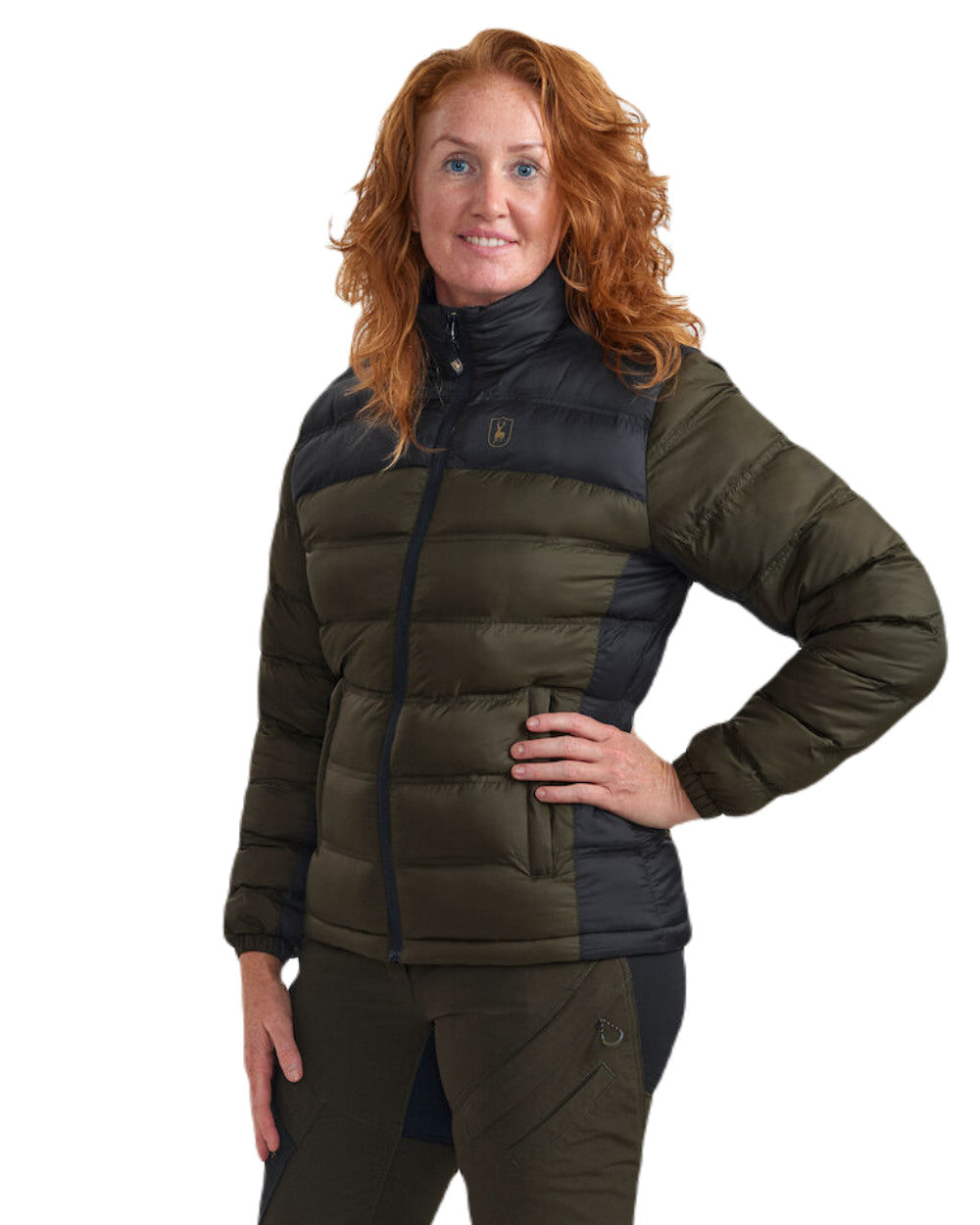 Rifle Green coloured Deerhunter Lady Northward Padded Jacket on white background #colour_rifle-green