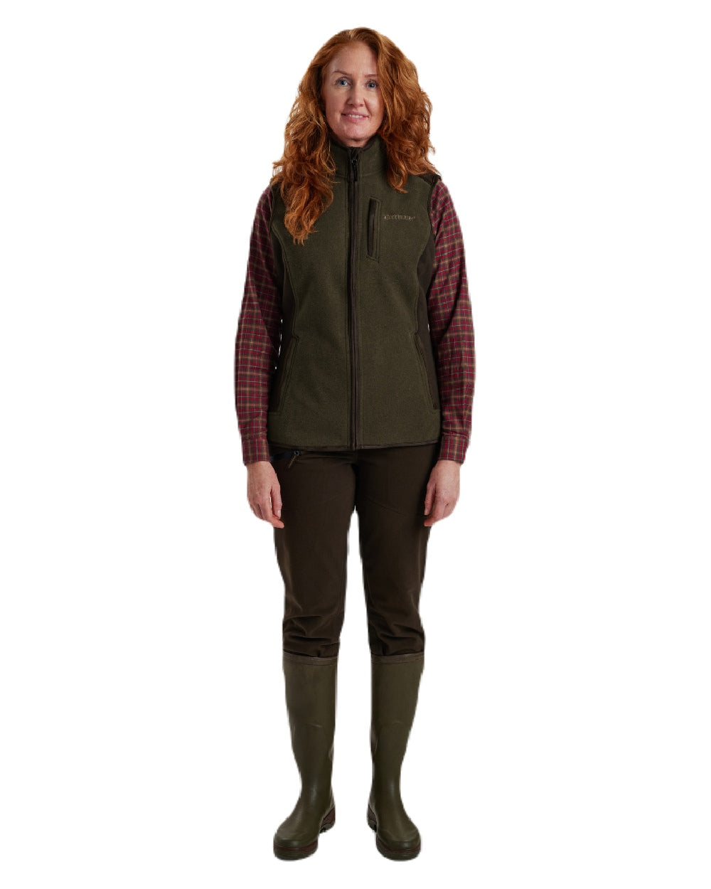 Graphite Green Melange coloured Deerhunter Lady Pam Bonded Fleece Waistcoat on white background #colour_graphite-green-melange