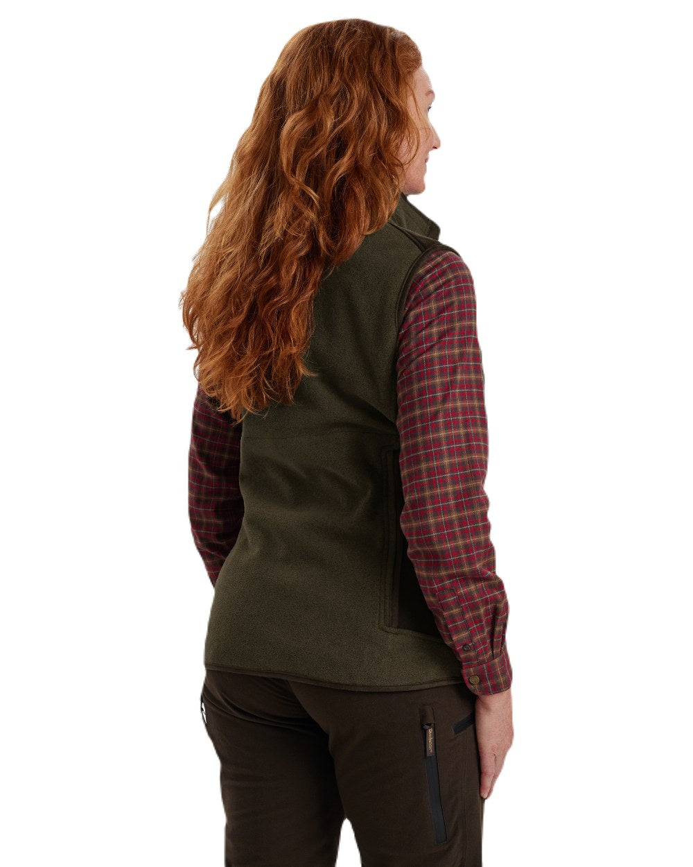 Graphite Green Melange coloured Deerhunter Lady Pam Bonded Fleece Waistcoat on white background #colour_graphite-green-melange