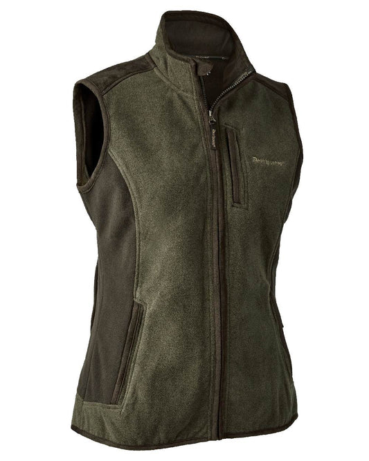 Graphite Green Melange coloured Deerhunter Lady Pam Bonded Fleece Waistcoat on white background #colour_graphite-green-melange