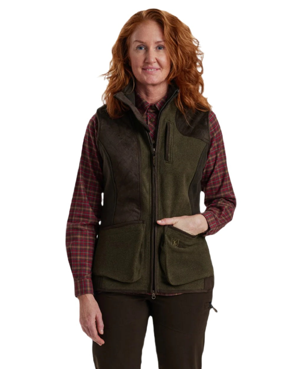 Graphite Green coloured Deerhunter Lady Pam Shooting Waistcoat on white background #colour_graphite-green