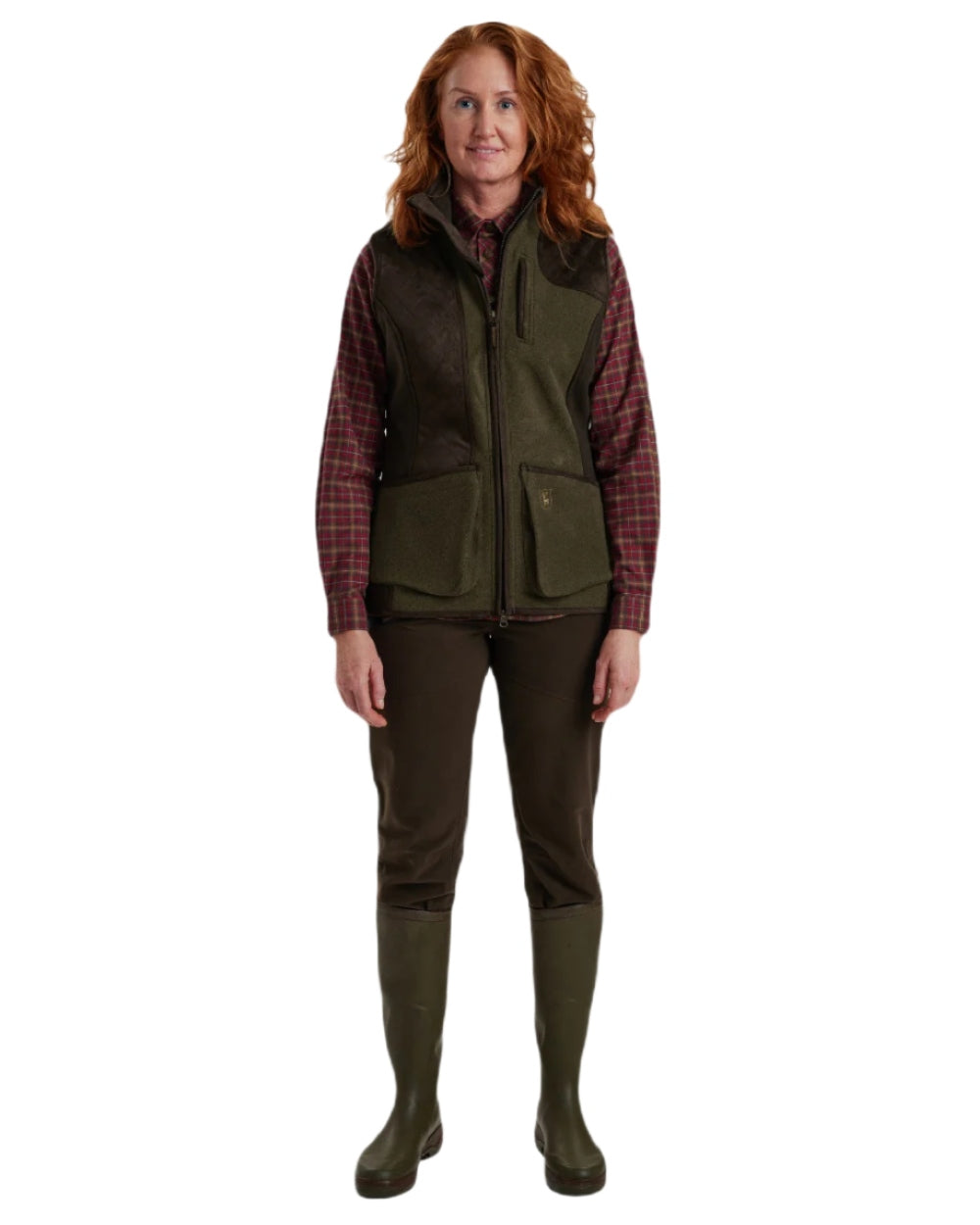 Graphite Green coloured Deerhunter Lady Pam Shooting Waistcoat on white background #colour_graphite-green