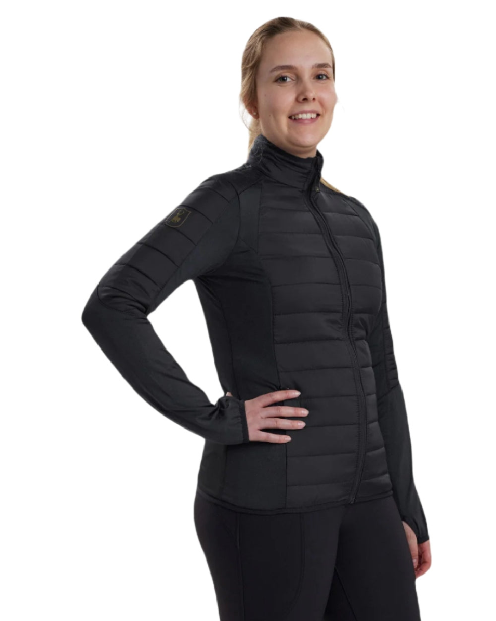 Black coloured Deerhunter Lady Pine Padded Inner Jacket on white background #colour_black