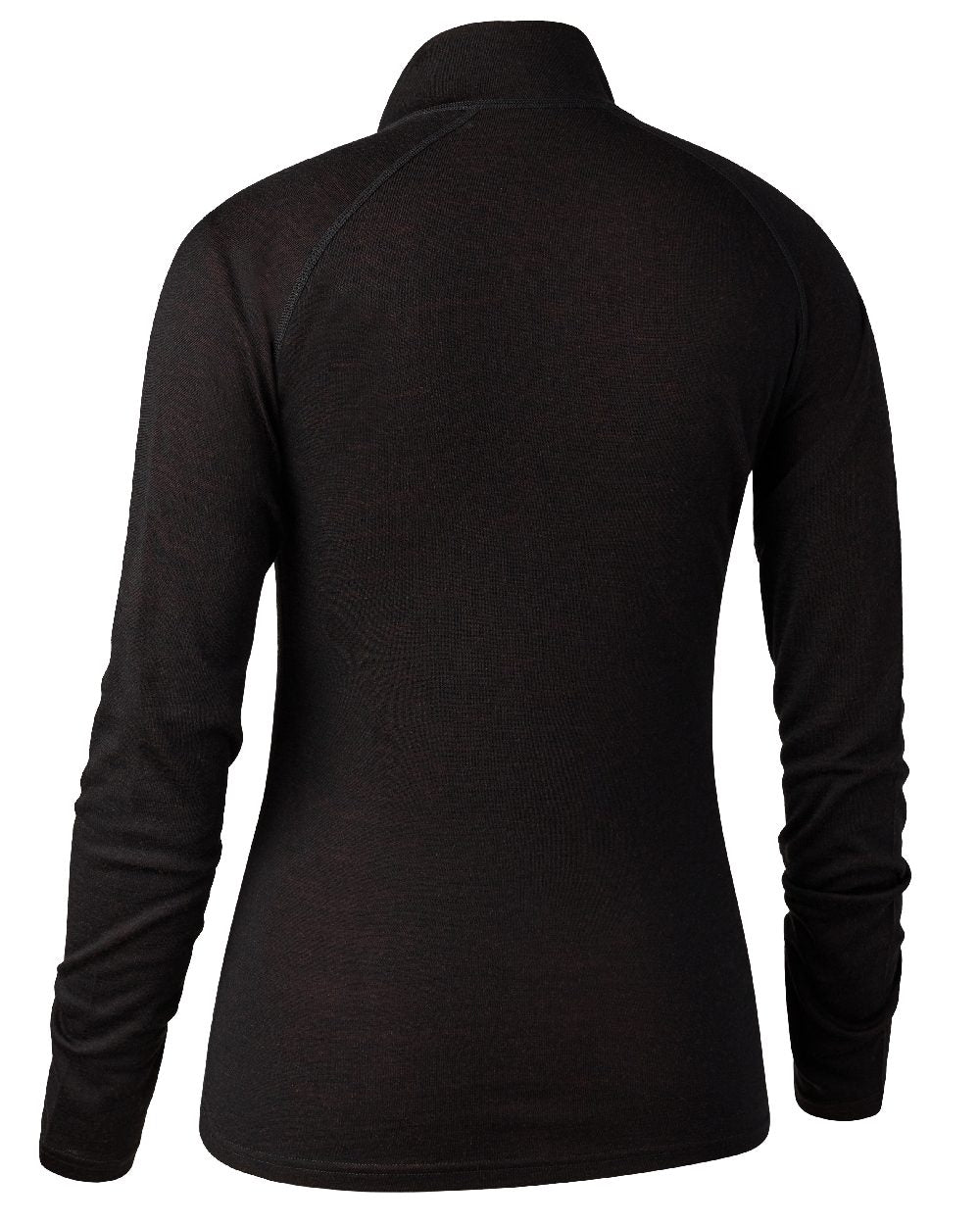 Black Oak coloured Deerhunter Lady Quinn Merino Half Zip Undershirt on white background #colour_black-oak