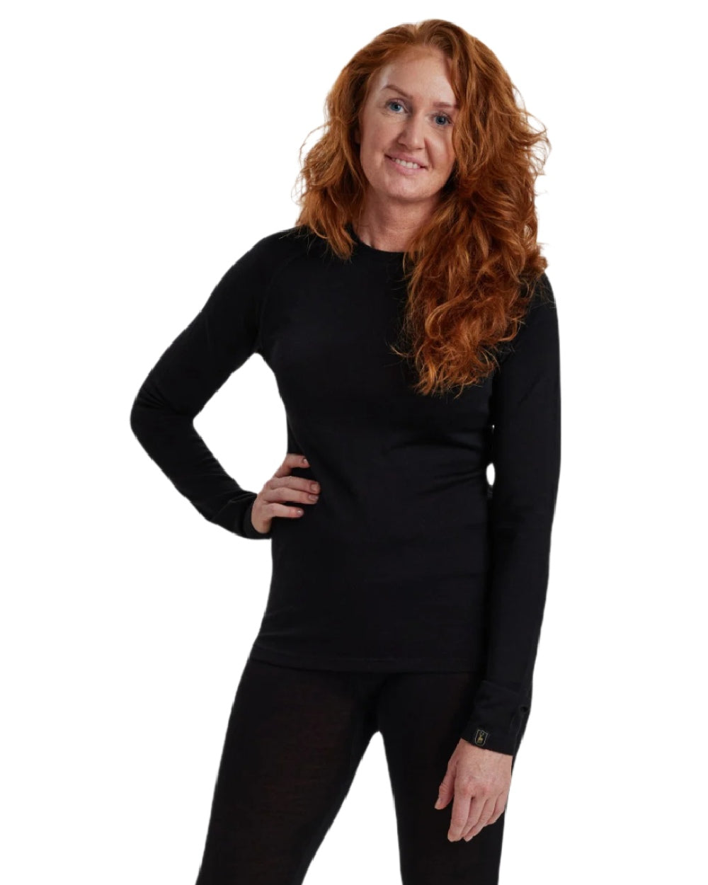 Black Oak coloured Deerhunter Lady Quinn Merino Undershirt on white background #colour_black-oak