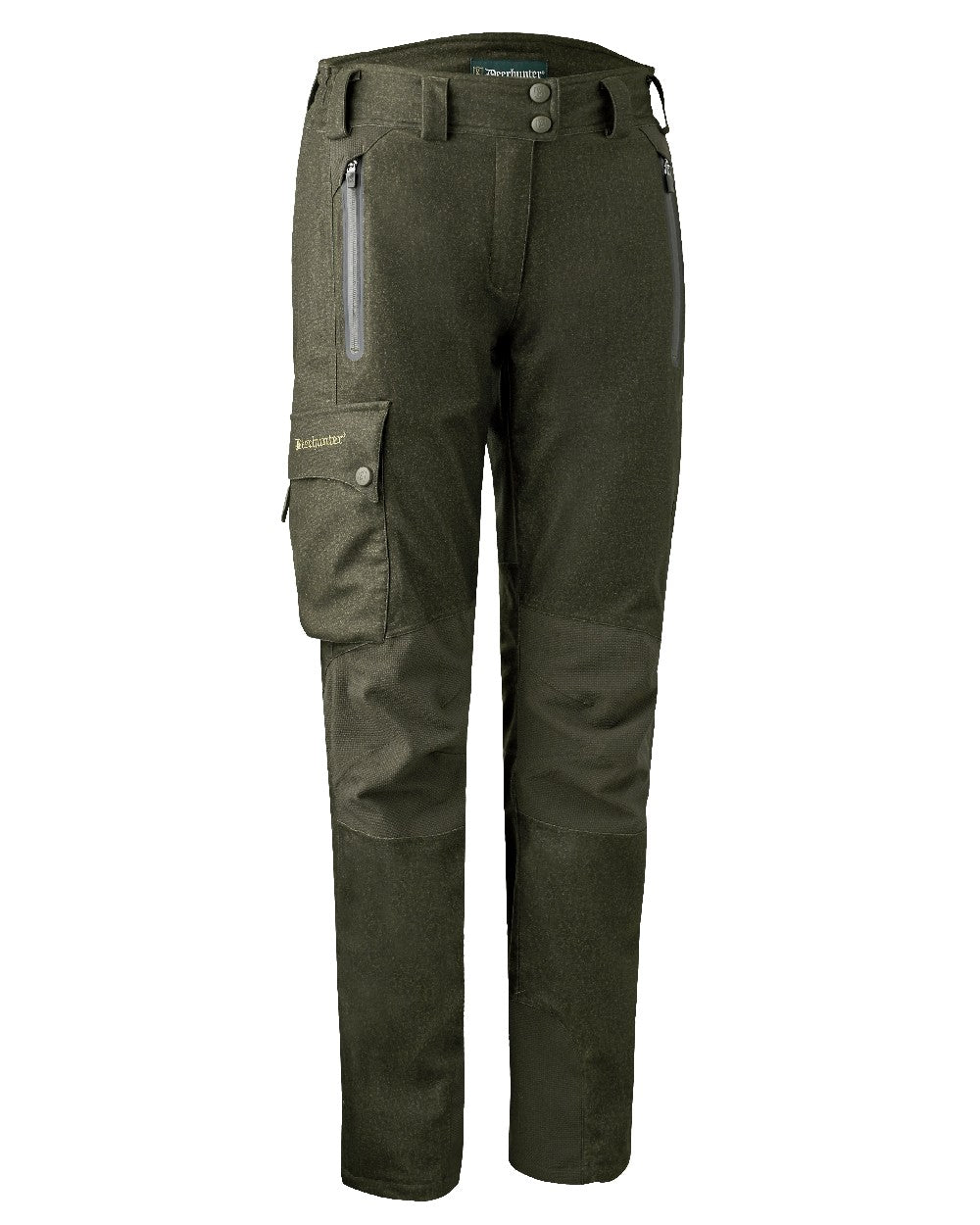 Elmwood coloured Deerhunter Lady Raven Trousers on white background #colour_elmwood