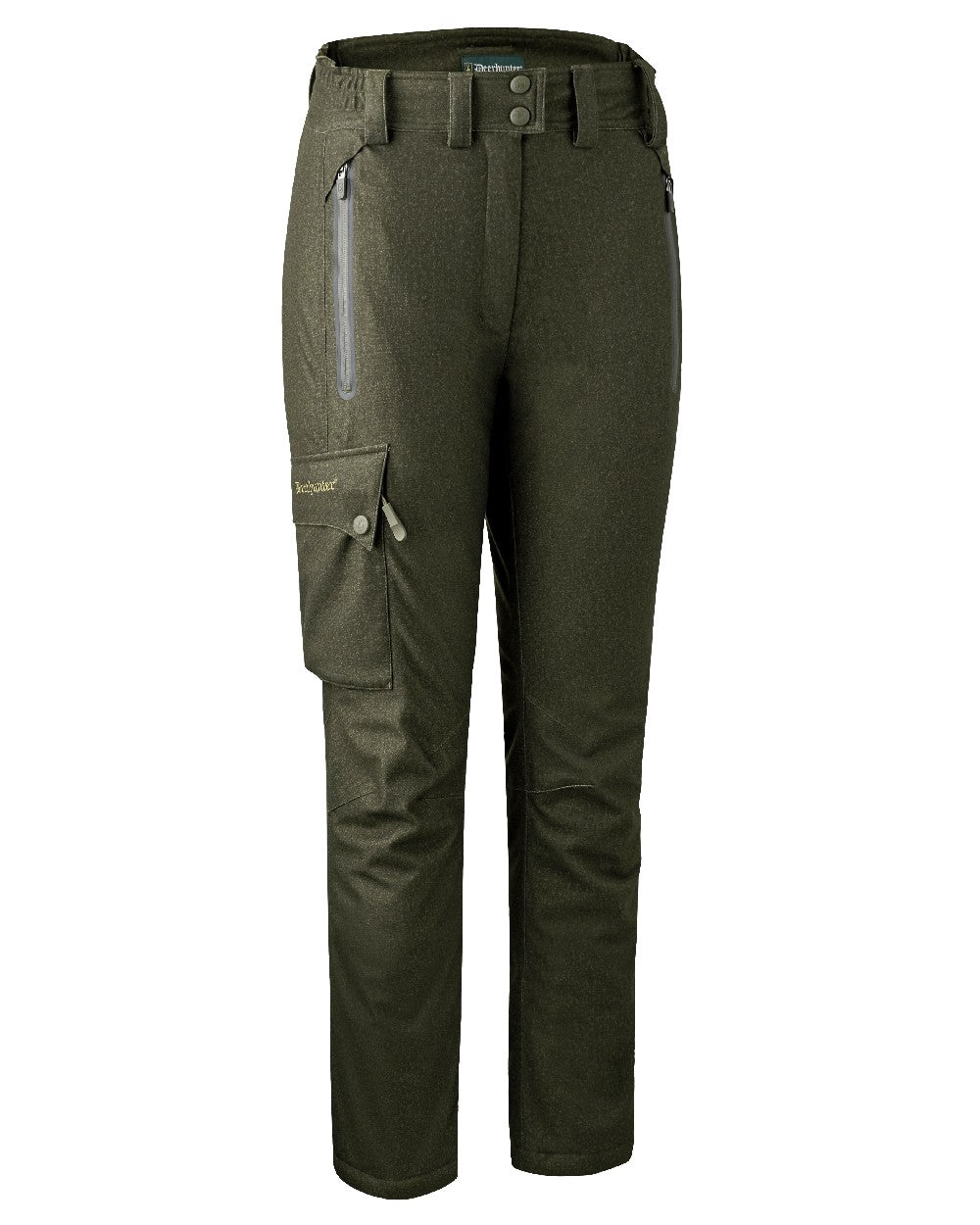 Elmwood coloured Deerhunter Lady Raven Winter Trousers on white background #colour_elmwood